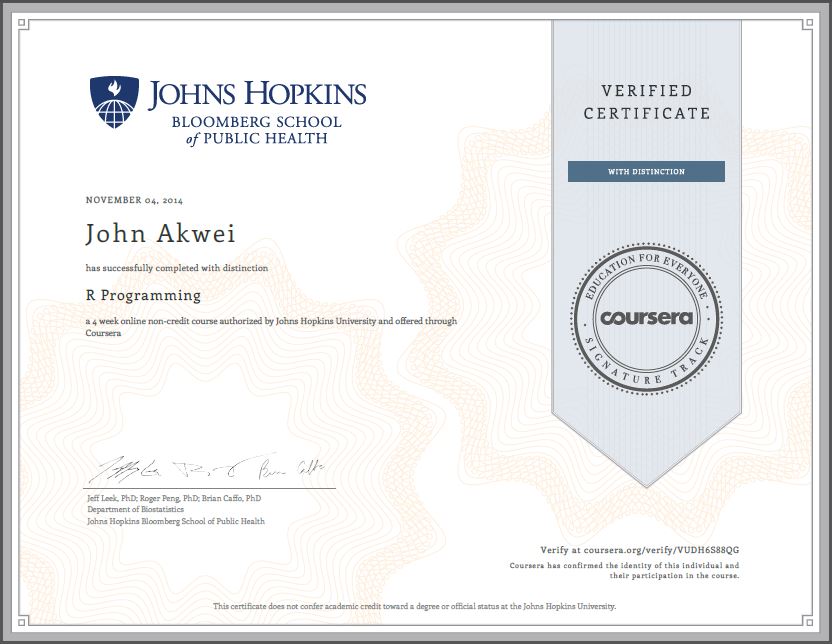 R Programming Certificate